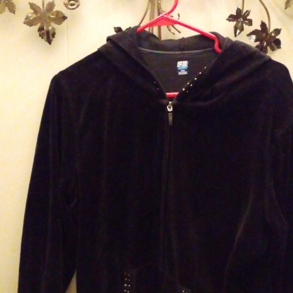 Sjb soft black velour zip jacket